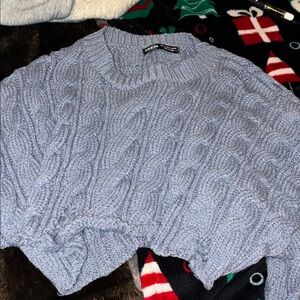 SHEIN Light Blue Cable Knit Sweater